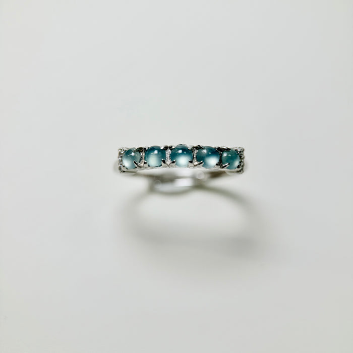 Skyline Muse – Icy Blue Guatemala Jadeite Row Ring (S925 Silver)