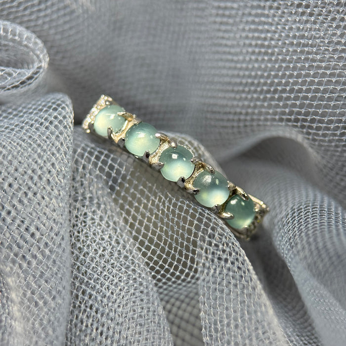 Skyline Muse – Icy Blue Guatemala Jadeite Row Ring (S925 Silver)