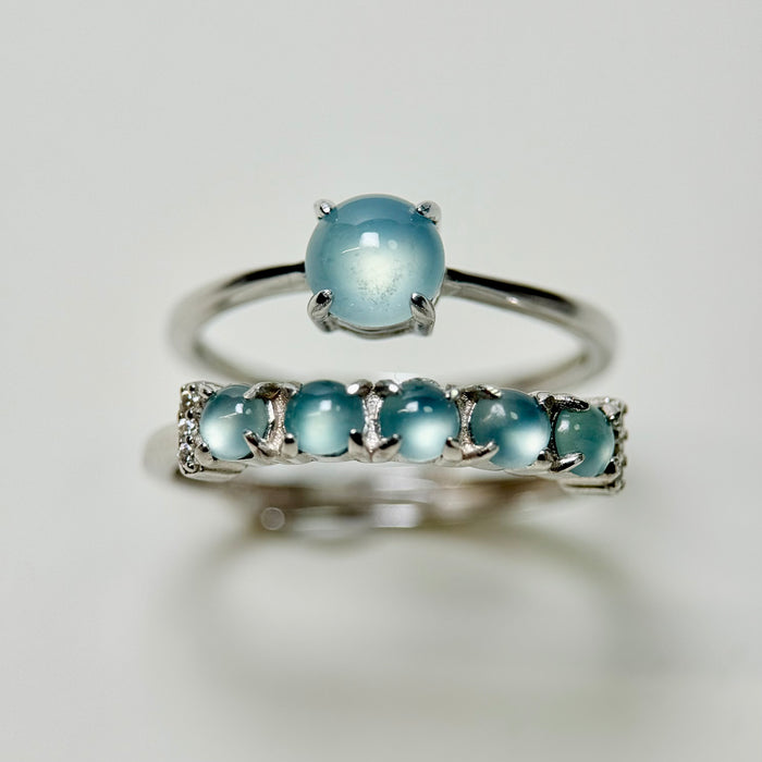 Skyline Muse – Icy Blue Guatemala Jadeite Row Ring (S925 Silver)