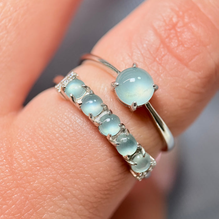 Skyline Muse – Icy Blue Guatemala Jadeite Row Ring (S925 Silver)