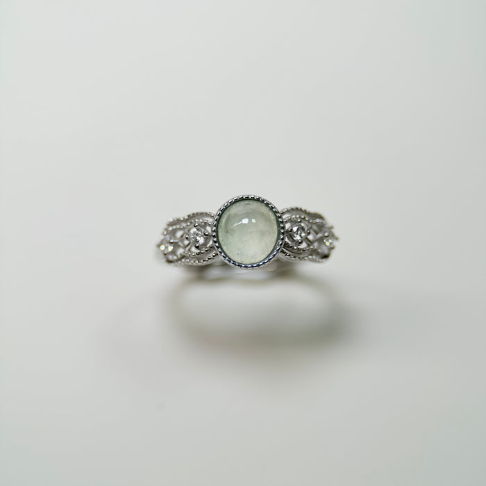Ethereal Bloom – Icy Pastel Green Jadeite Vintage Ring (S925 Silver)