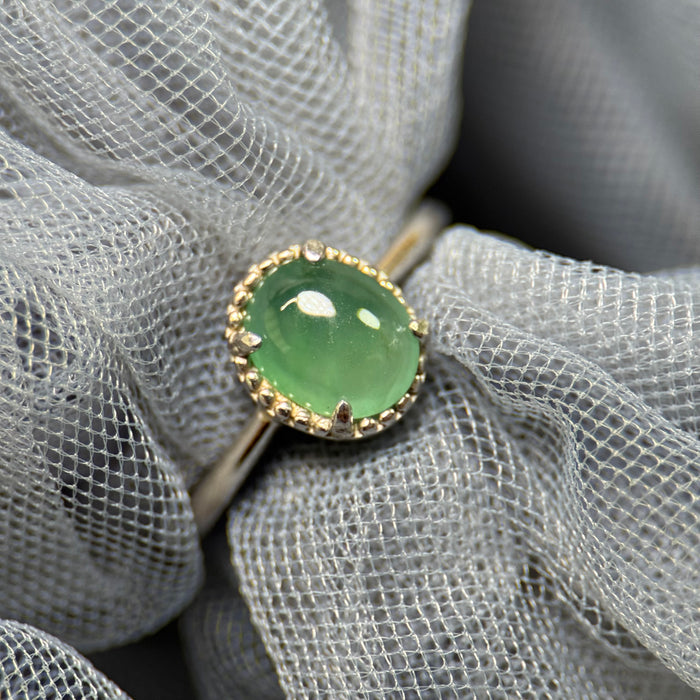 Serene Veil – Icy Piao Hua Jadeite Oval Ring (S925 Silver)