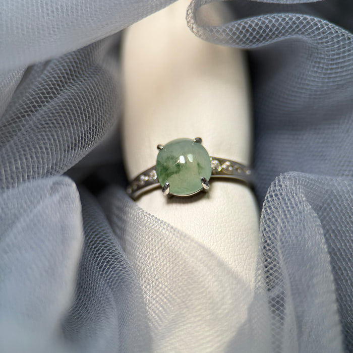 Misty Garden – Icy Piao Hua Jadeite Ring (S925 Silver)