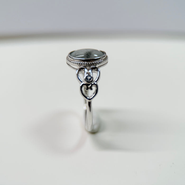 Whispers of Ink – Icy Wuji Jadeite Vintage Ring (S925 Silver)