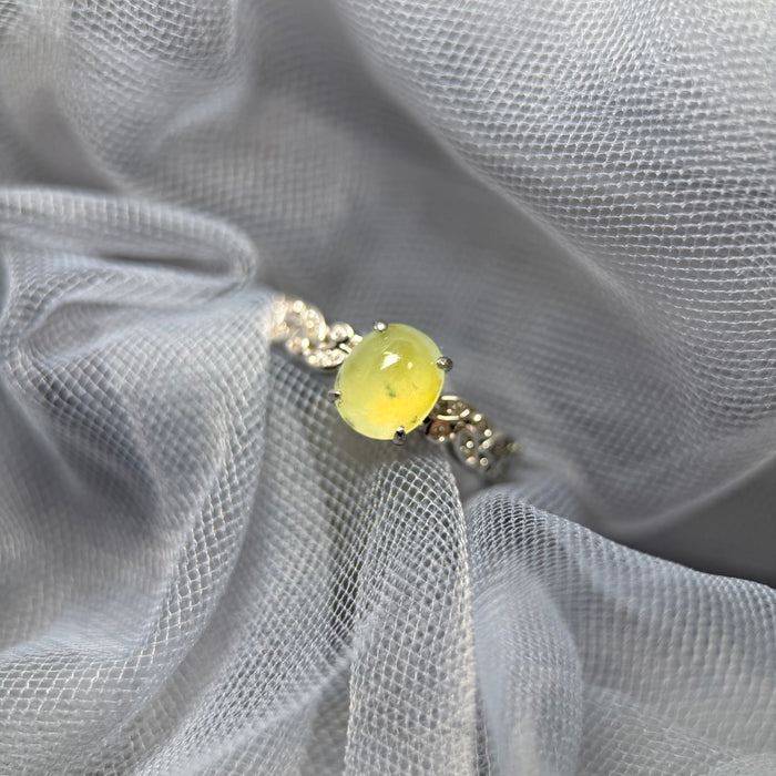Lemon Glow – Golden Spring Jadeite Ring (S925 Silver)