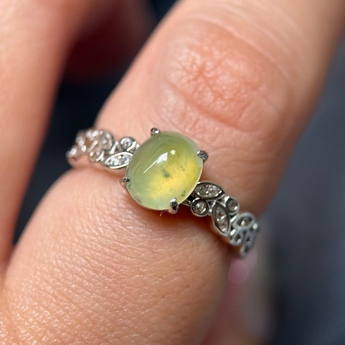 Lemon Glow – Golden Spring Jadeite Ring (S925 Silver)