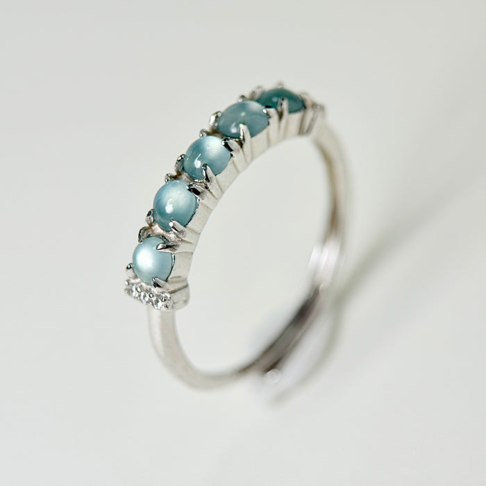 Skyline Muse – Icy Blue Guatemala Jadeite Row Ring (S925 Silver)