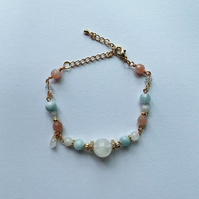 moonstone aquamarine sunstone bracelet dainty BR0017