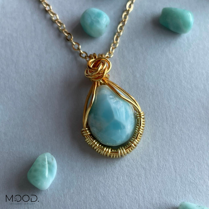 Larimar Teardrop Pendant 16" necklace