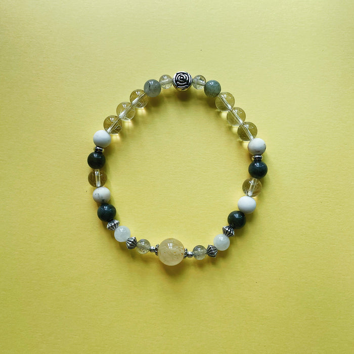 Golden rutile quartz magnesite labradorite bracelet BR0018
