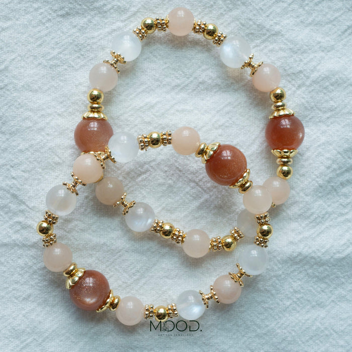 Bellini | High grade sunstone, moonstone and morganite bracelet