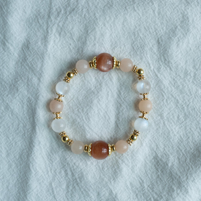 Bellini | High grade sunstone, moonstone and morganite bracelet