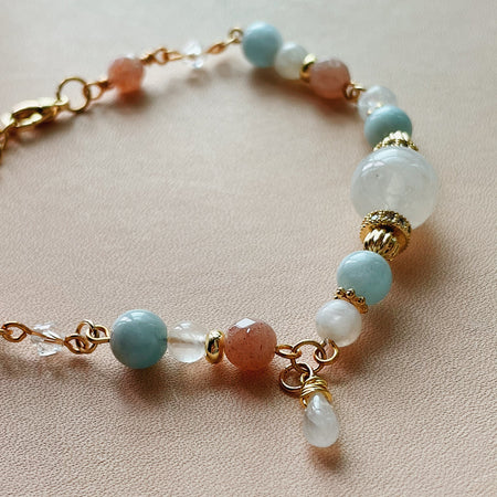 moonstone aquamarine sunstone bracelet dainty BR0017