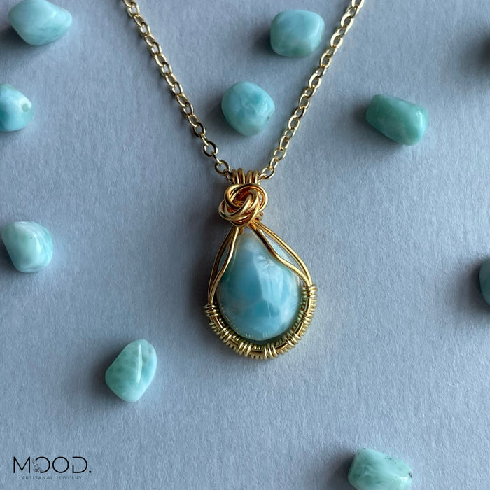 Larimar Teardrop Pendant 16" necklace