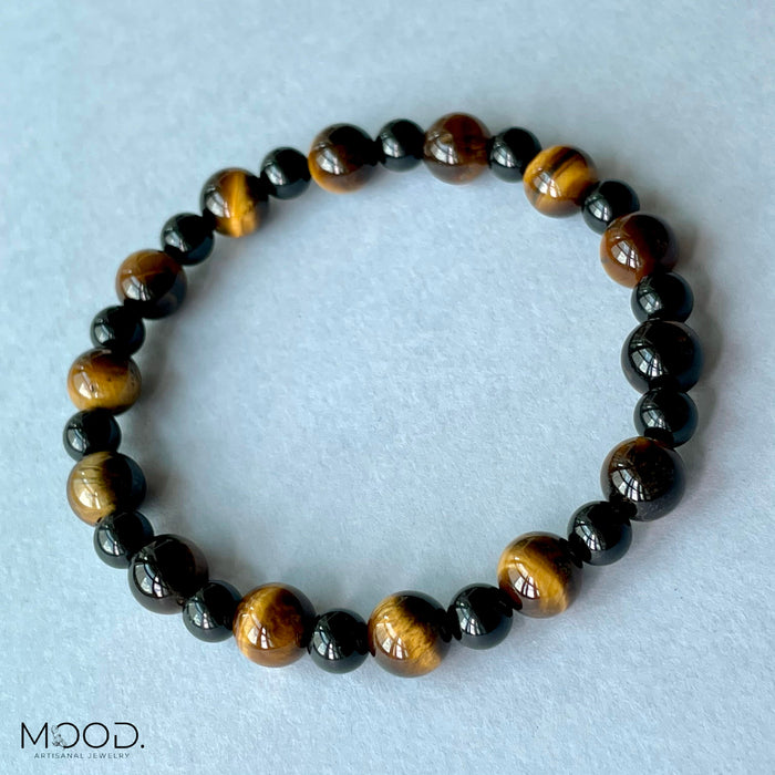 Classic Tiger Eye and Black Tourmaline Bracelet