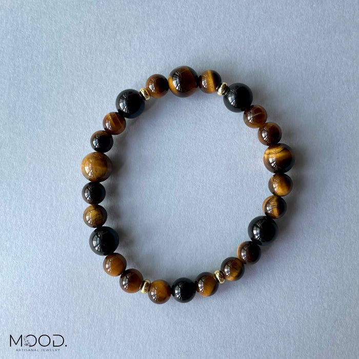 Classic Tiger Eye and Black Tourmaline Bracelet