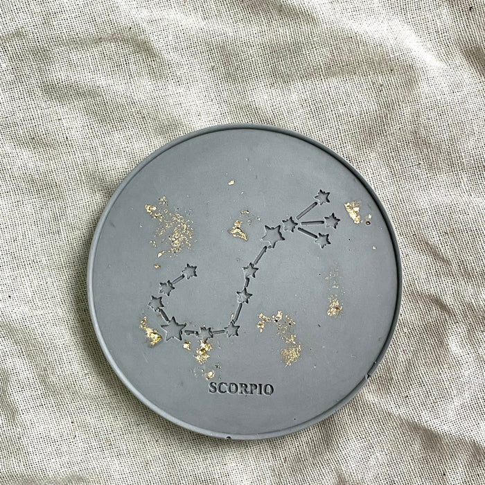 Gold flakes Horoscope Coaster (Grey)